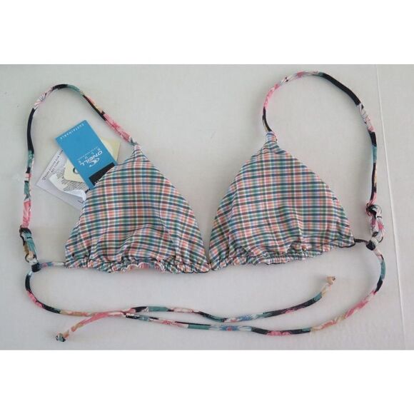 O'Neill Junior Sz S Black Floral Cayo Emilie Reversible Bikini Top $40 - Picture 2 of 2